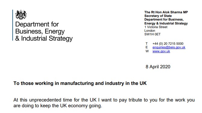 NDMAUK's tweet photo. Secretary of State: Letter to Manufacturers - https://t.co/lLC4XOTj7L https://t.co/HGQ1fwCokw