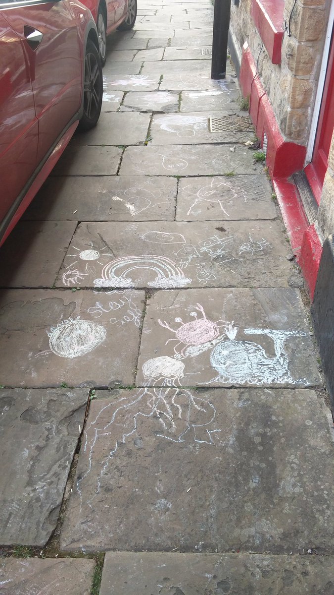 Pavement chalk drawings on my daily walk in Sheffield neighbourhood