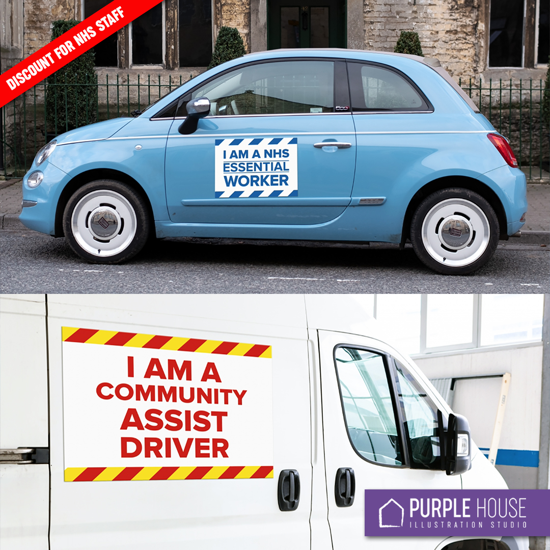 PurpleHouseArt's tweet image. Are you an essential worker? Help clarify your journeys importance with our magnetic transport signs. An excellent method for key workers to quickly identify their travel purpose is essential. NHS staff discount. #magneticsign #essentialworker #covıd19 #design #print #purplehouse