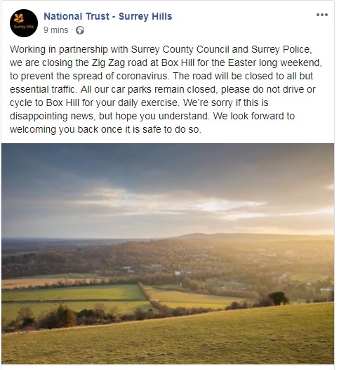 Message from National Trust - Surrey Hills :