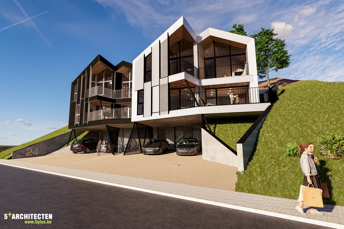 5plusarchi's tweet photo. Project 108, #nieuwbouw #koppelwoning te #Hoeilaart werd vergund! We kijken er naar uit!  #clt #crosslaminatedtimber #concrete #5plusarchitecten #zinc @VmzincBenelux @mowood_ #ConcreteHouse https://t.co/ZMBAVG4bzL