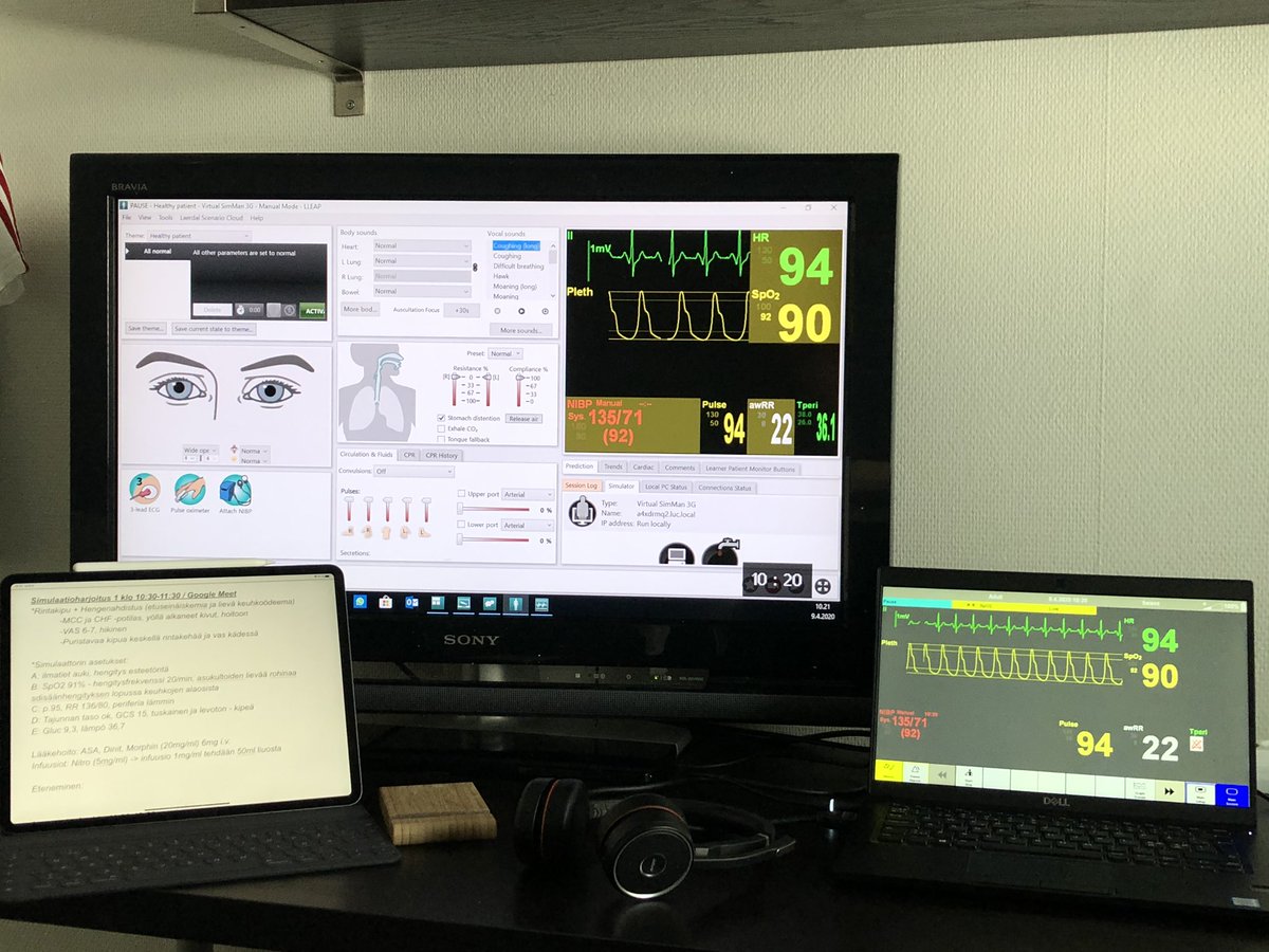 VatanenM's tweet image. Tänään ohjasin ensimmäistä kertaa simulaatiota etänä @laerdal #LLEAP avulla. Toimi hyvin ja skenaario eteni suunnitellusti. #verkkosimulaatio #oppiminen @SotePeda247 @LapinAMK