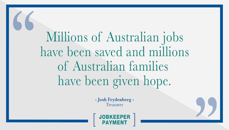 With around 6 million Australians expected to receive $1,500 a fortnight, the #JobKeeper payment is an economic lifeline for workers, businesses &amp; livelihoods.

We’re absolutely focused on ensuring Australia is in the best possible position to bounce back stronger than ever.