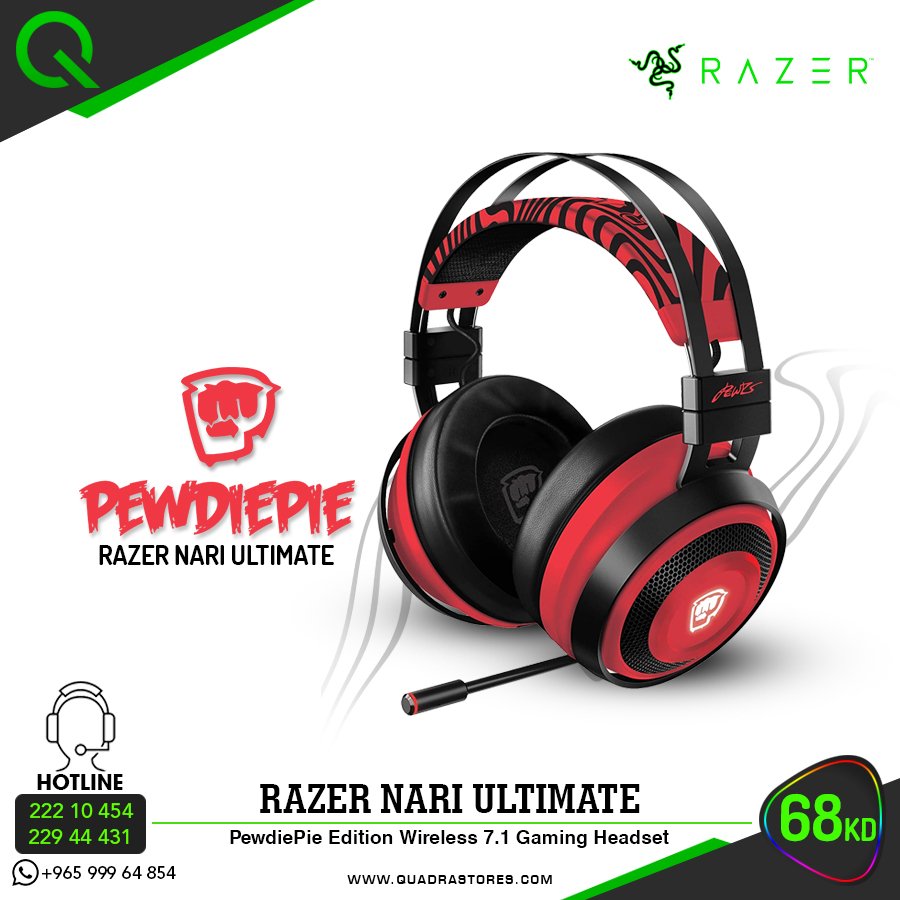 Quadrastores Razer Nari Ultimate 7 1 Wireless Pewdiepie Edition Gaming Headset سماعات جيمنج لاسلكية Nari Ultimate 7 1 إصدار Pewdiepie الخاص من شركة Razer Quadra Headsets Razer T Co Msoq2pmdkx Quadrastores Razer Nari Ultimate 7 1 Wireless Pewdiepie Edition Gaming Headset سماعات جيمنج لاسلكية Nari Ultimate 7 1 إصدار Pewdiepie الخاص من شركة Razer Quadra Headsets Razer T Co Msoq2pmdkx