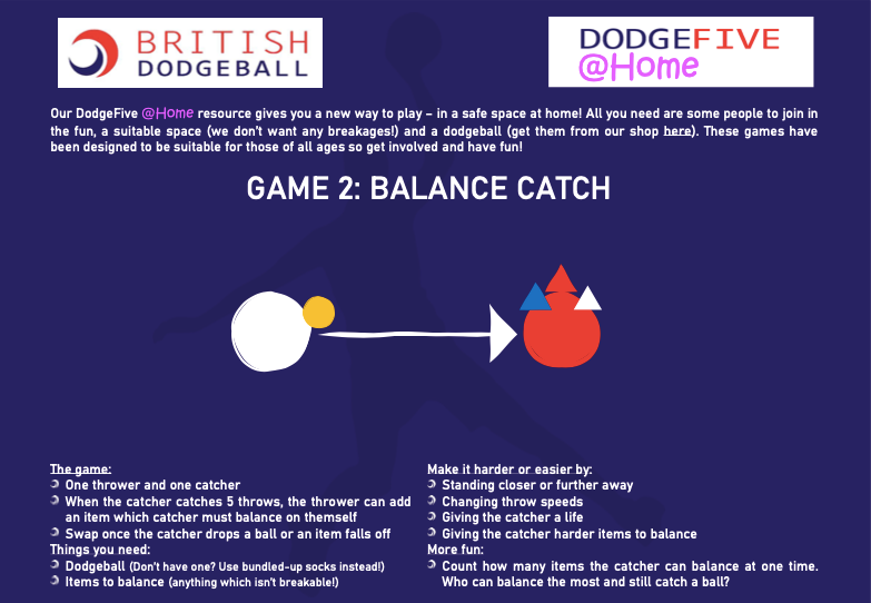 BritDodgeball's tweet photo. Game 2 on our DodgeFive@Home resource is Balance Catch! How many items can you balance?

https://t.co/oQnS6Iy0vo…

#stayinworkout https://t.co/0wowa2D8yn