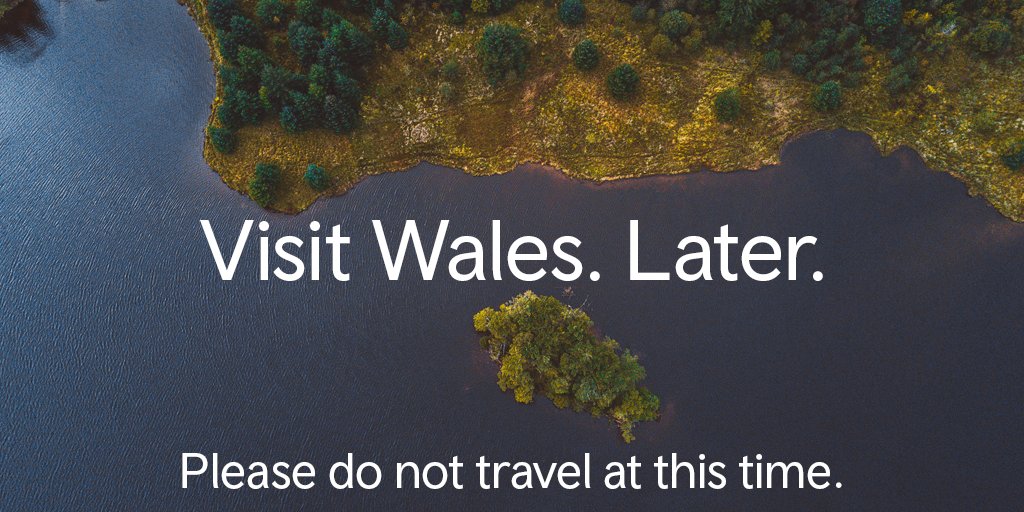 Visit Wales. Later.
All holiday accommodations and attractions in Wales are closed.
Please do not travel at this time.
By following this advice, you are saving lives.
#stayhome #staysafe