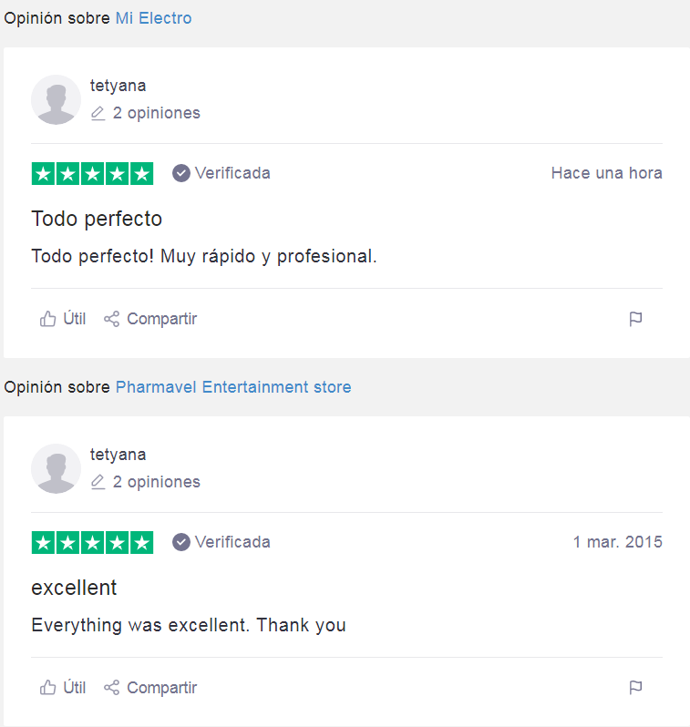 Que me amenacen los de Mi Electro diciendo que las opiniones en trustpilot son reales... es increíble. ¿A quién pretenden engañar? Esta es la última, Tetyana que escribió hace 5 años en inglés sobre no sé que... llega hoy a decir que todo es perfecto en <a href="/Mi_Electro/">Mi Electro</a>  Vaya trampas