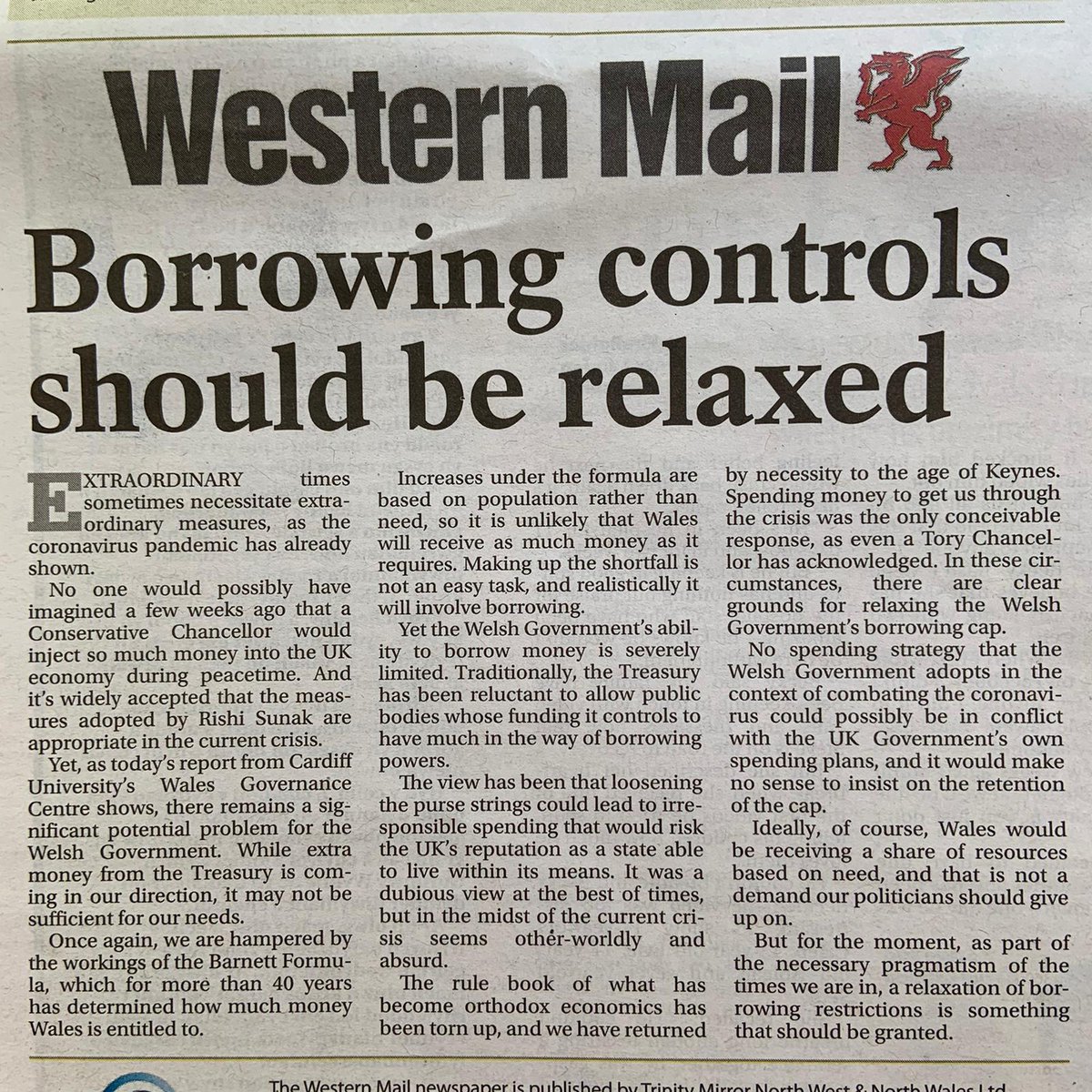 And it's going be rendered more difficult than it has to be because of the lack of flexibility around its borrowing powers. Which why we're delighted that  @WalesOnline has endorsed the report's call that this be addressed as a matter of urgency.9.