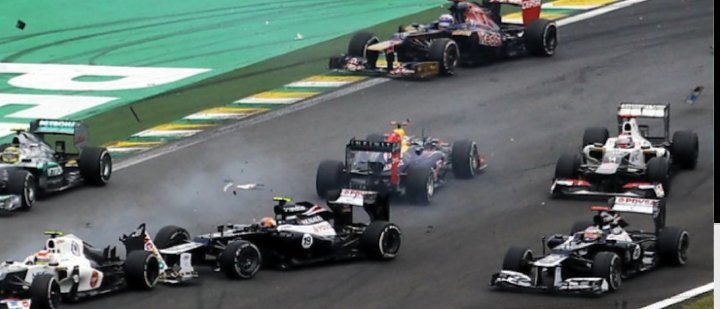 Brazil 2012. Alonso vs Vettel again. Seb was ahead of Fernando going into the last race by a few points. Vettel had an accident on the lap 1 and was last, putting Alonso ahead in the race for the title. However, Vettel was able to recover and finish 5th. He won by 3 points