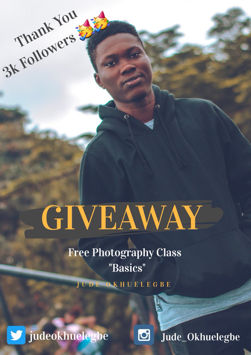 Thank you 3k Family... I promise to keep dishing out the content you signed up forIn the spirit of  #giveaway, I'll he hosting a free class for about 5-10 Photography Enthusiasts on the Basics of photography Check the Thread on how to win a slot #StayHomeStaySafe