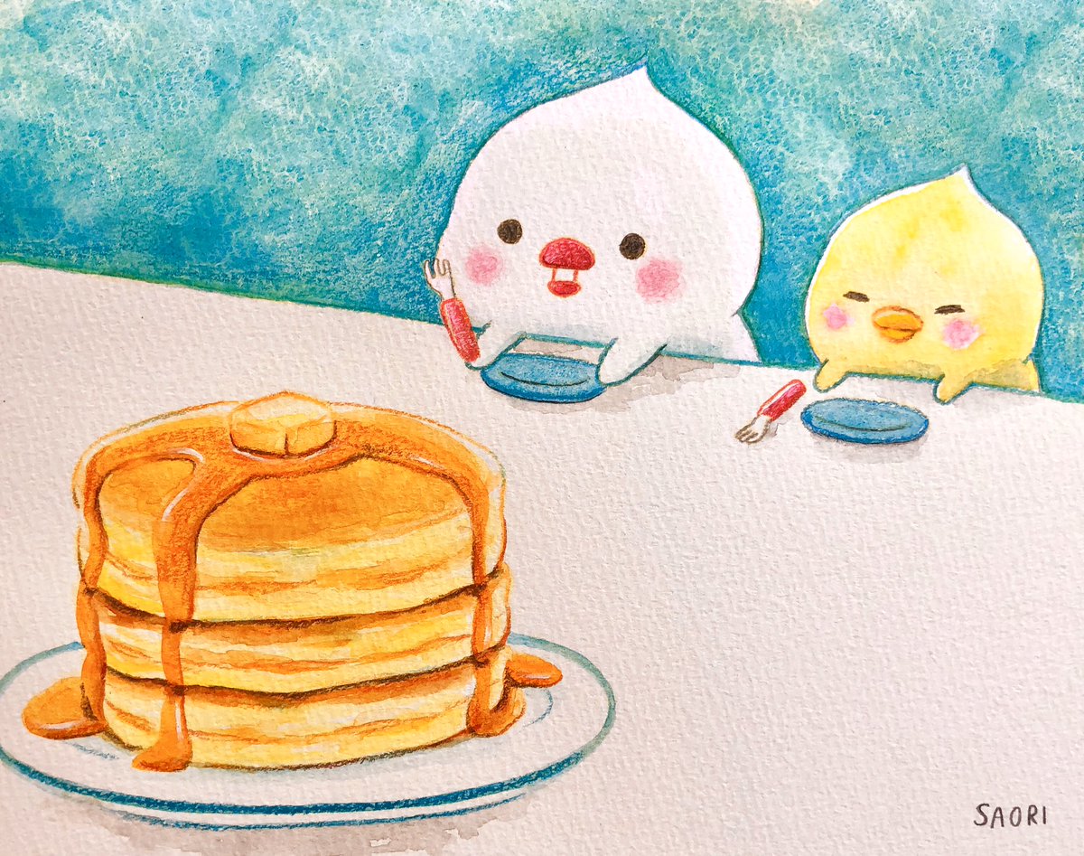 いじまさおり ホットケーキ食べようね はやくたべたい はんぶんこ Artwork Illustration Illust イラスト おえかき キャラ ヒヨコ 文鳥 T Co Iyw41zlzkz Twitter