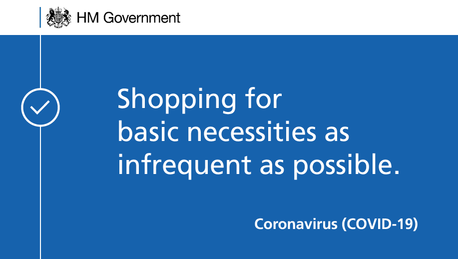 You can go shopping for basic necessities, for example food and medicine, but this should be as infrequently as possible (2/5)