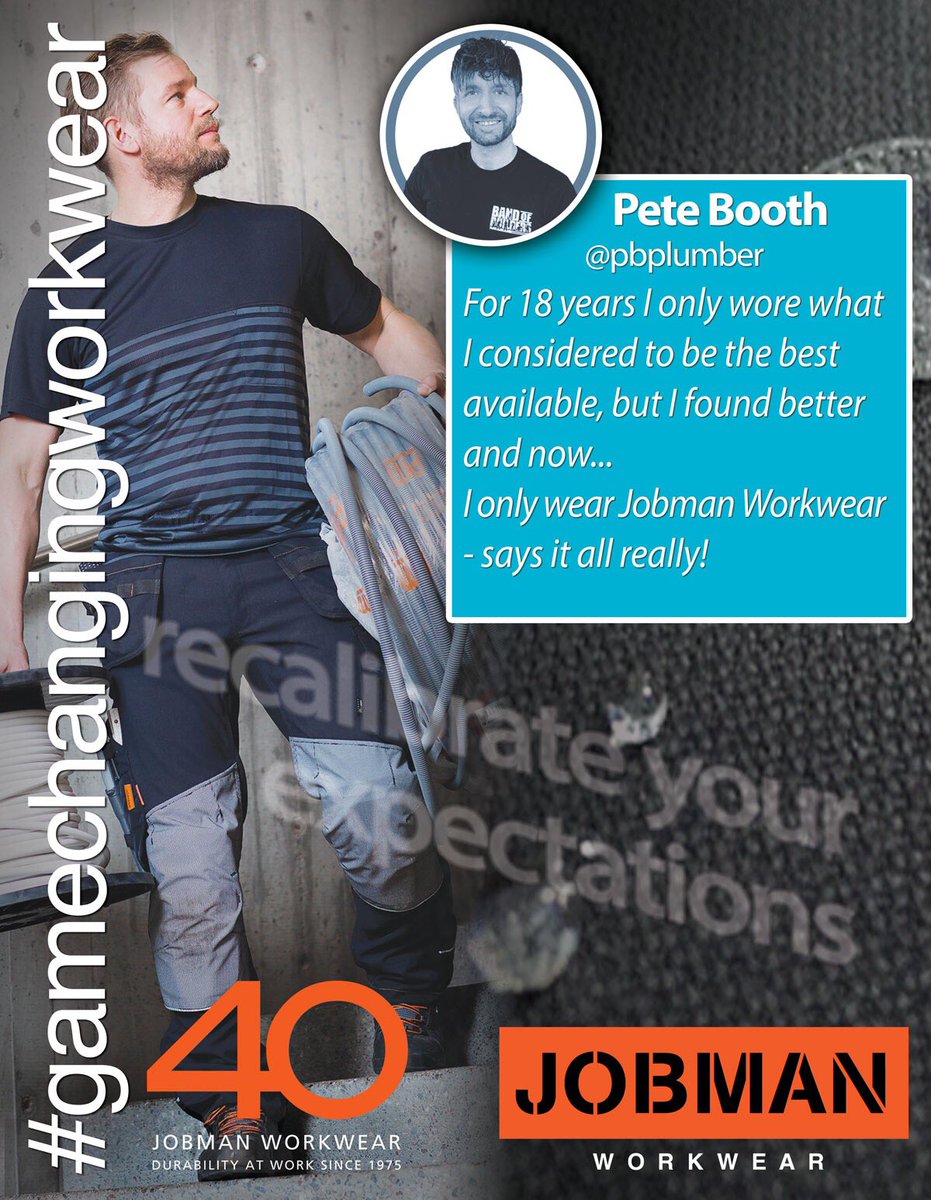 jobman's tweet photo. We’d love to see you both in Jobman #GameChangingWorkwear Come on guys, it’s time to #GetComfy! The model that most Heating Installers prefer is the 2822 STAR trouser - let us know if we can help. @ABrackenborough @CaptainGas5 https://t.co/m1kAAyGenV