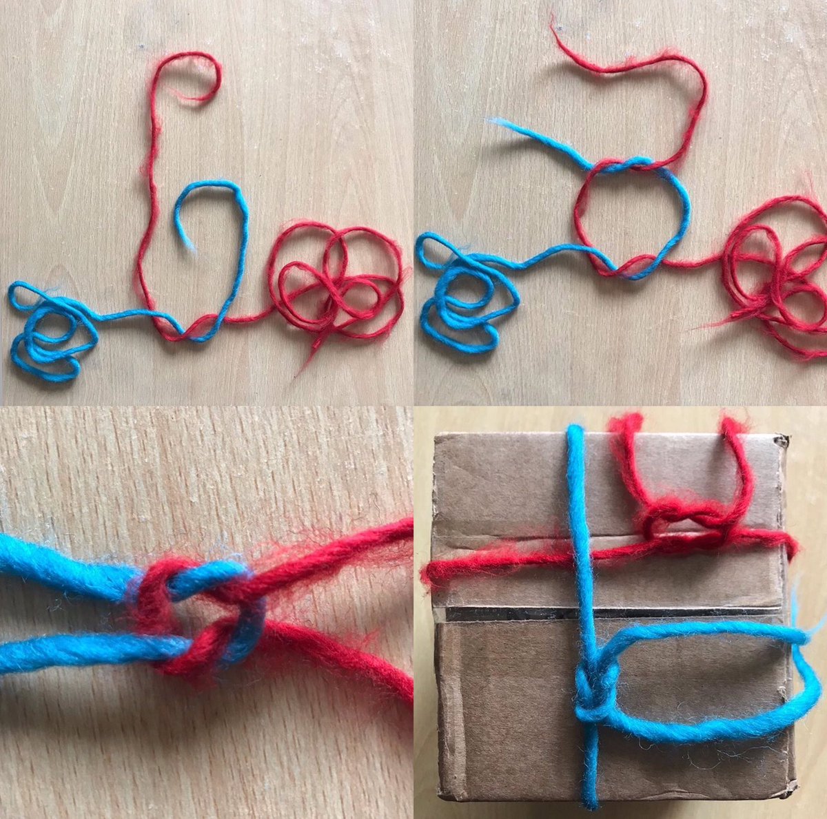 Here at Modern Books we’re challenging ourselves to trying one knot a week from Tim MacWelch’s How To Tie Knots (available to buy online!)... this is the “Granny Knot”, perfect for decorating a parcel! 📦🎀 waterstones.com/book/how-to-ti…