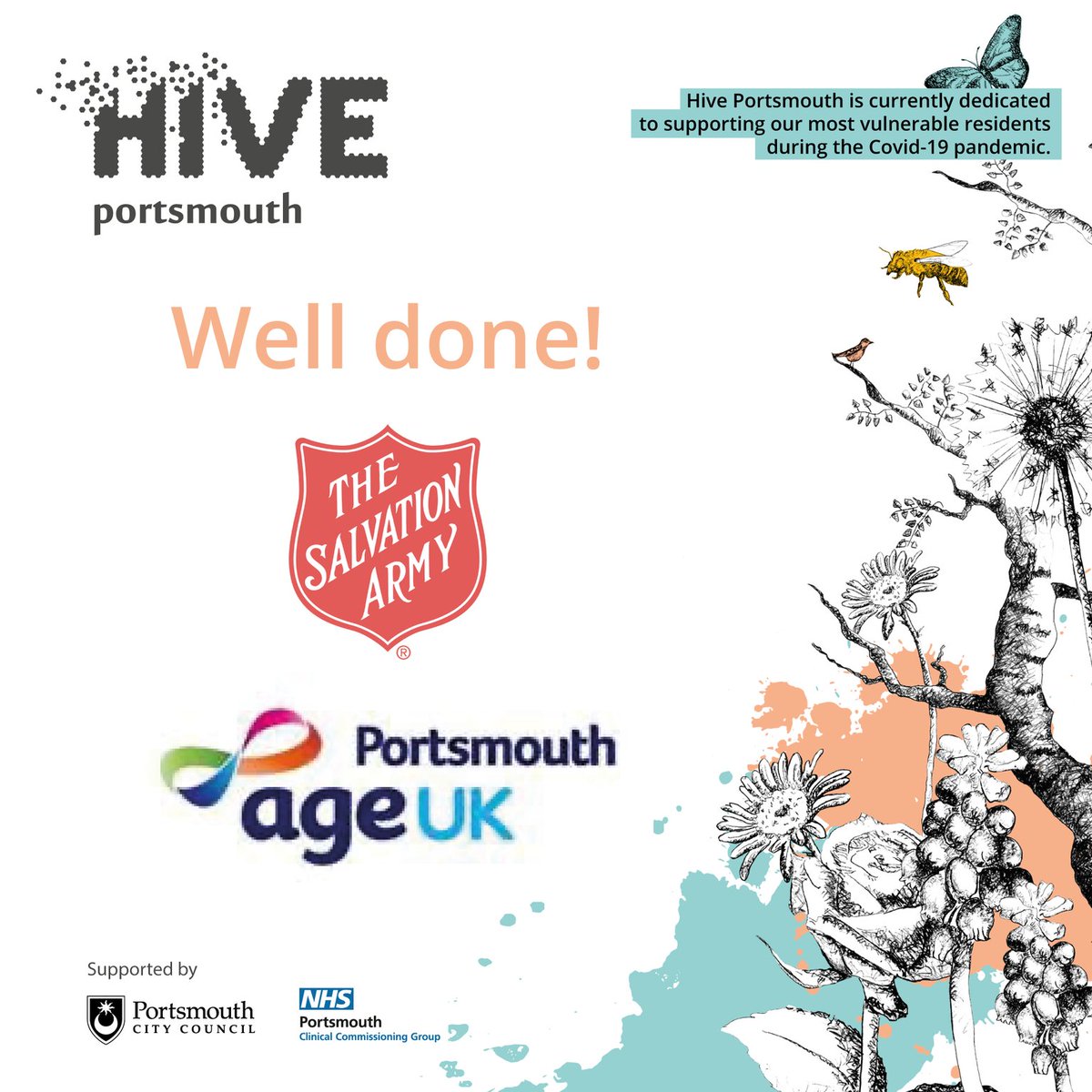 Big shout out to the wonderful teams we’ve been working with at <a href="/salvationarmyuk/">The Salvation Army</a>  and <a href="/AgeUKPortsmouth/">Age UK Portsmouth</a> ! They are continuing to deliver food to their normal client base, as well as providing food to new clients – a further 632 vulnerable people have been supported!