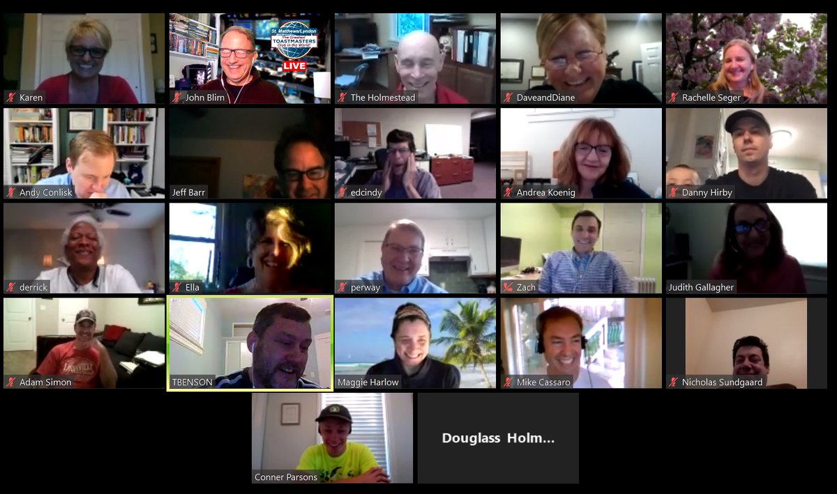 GreatestTMClub's tweet photo. C'mon let's get #happy! We took everyone's mind off "things" for an hour today = lots o' smiles! Well done club! Congrats Best Table Topics Ed Skarbek, Best Evaluator Conner Parsons &amp; Best Speaker Mike Cassaro! Thanx Toastmaster o' The Day Maggie Harlow! Come Zoom w/ us! https://t.co/mcOrcH5SmS