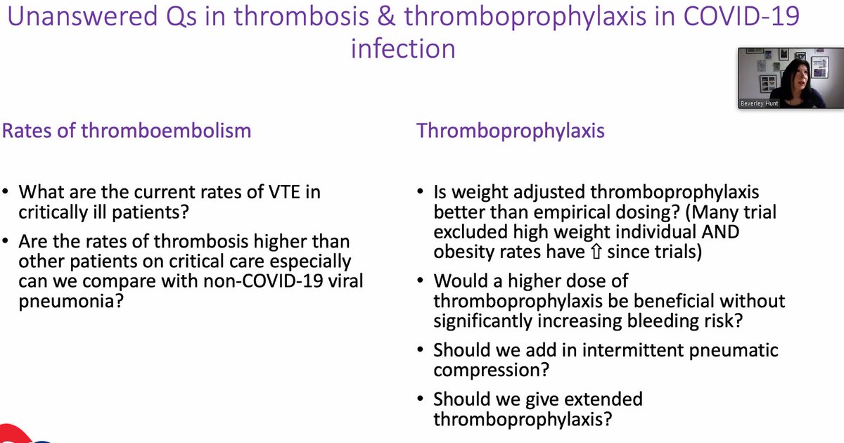The unanswered qns on thrombosis and thromboprophylaxis in  #COVID19 from  @bhwords