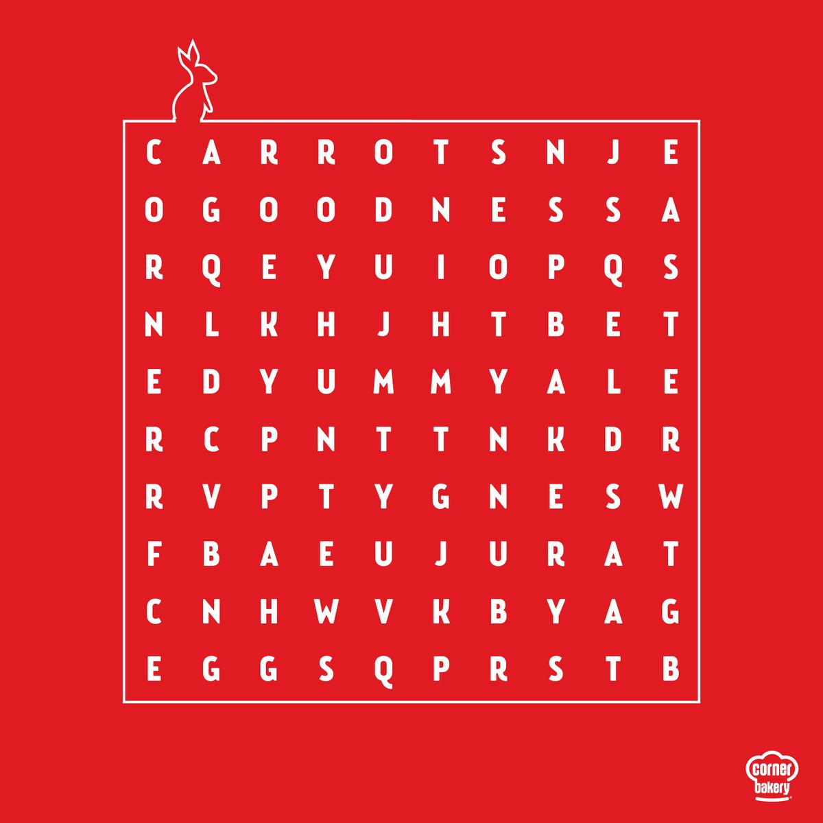 We are hunting differently this year! Our chefs have hidden 10 Easter words into the yummy box below, can you help the Easter bunny find all 10? 
Get the kiddies searching too! Let the hunt begin! #Cornerbakerysa #Easterhunt #Happyeaster #Letscelebratetogether #StayHomeStaySafe