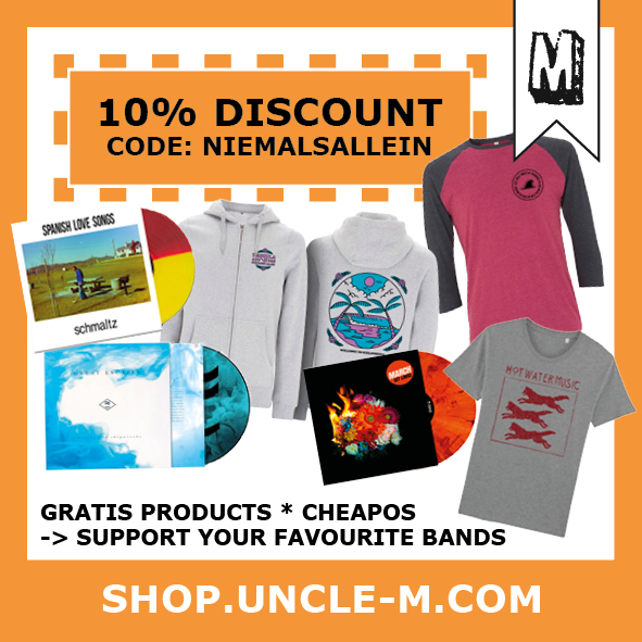 Lasst uns gegenseitig was Gutes tun, ja?
✅ bis 15. April : 10% auf ALLE PRODUKTE (außer Tix) im SHOP. Aktionscode: NIEMALSALLEIN
✅ viele neue Cheapos ... Platten, Shirts und CDs ab 4,90 Euro
✅ und das Beste: GRATIS STUFF diverser Bands 
-> uncle-m.com/shop