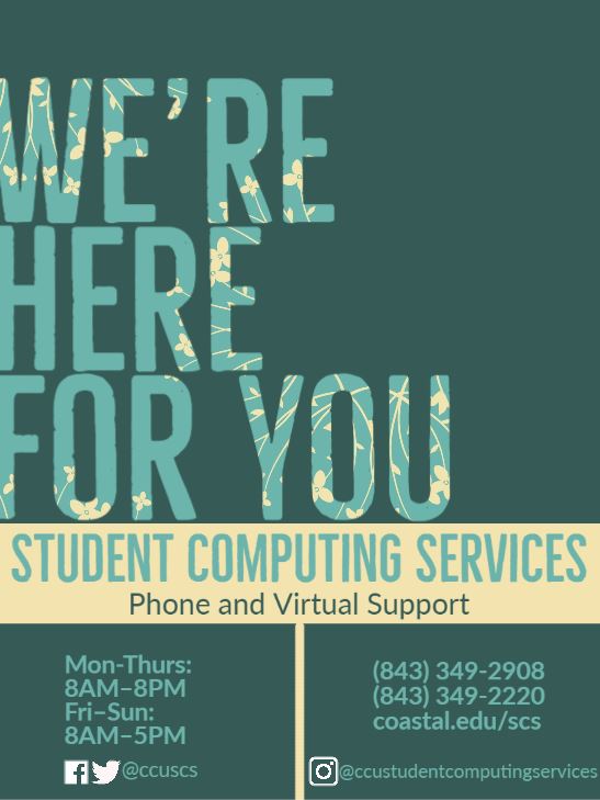 CCUSCS's tweet photo. #studenttechnology #contactus #wearehereforyou #CCU https://t.co/ktTpgo6s7Z