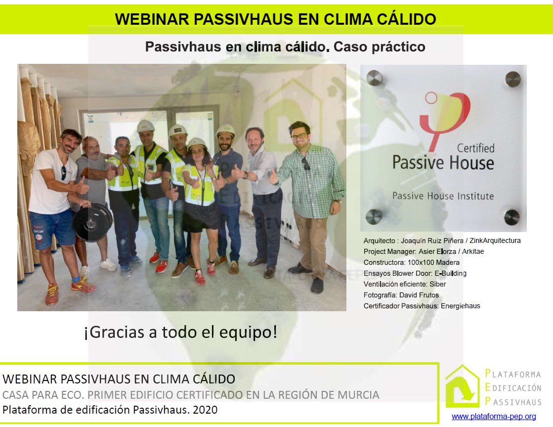 BioPasiva_'s tweet photo. Hoy nuestro arquitecto colaborador Joaquin Ruiz ha expuesto nuestra vivienda #CasaParaEco La 1ª #passivhaus de la Región de Murcia junto a @Vico__Maria que tambien ha expuesto su proyecto de Sevilla. Ambos en la #webinar organizada x @PlataformaPEP “Passivhaus en climas cálidos” https://t.co/G1SciobNAv