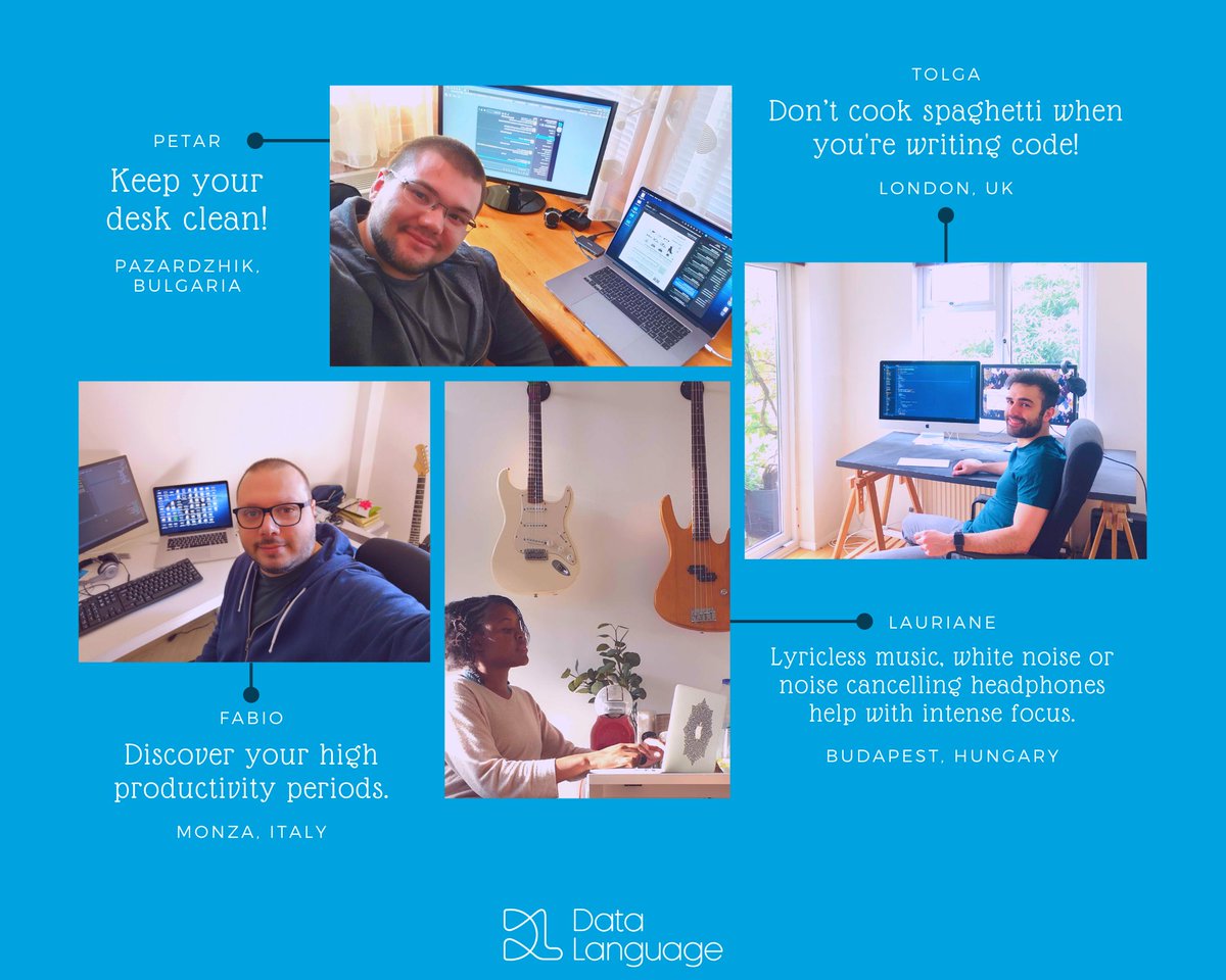 Tips for #WFH newbies... from a company that works remotely all the time, regardless of pandemics.

Data Language is open. 

datalanguage.com
