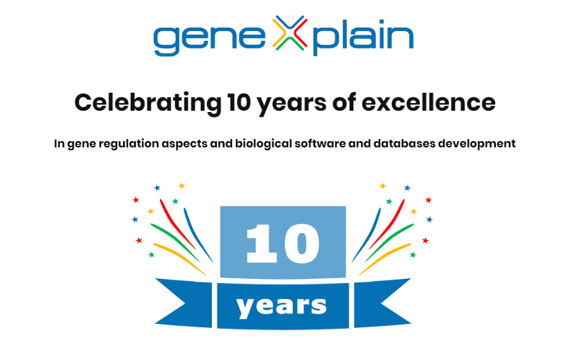 geneXplain's tweet photo. It's been 10 years since #geneXplain has started its way to become one of the leading providers of biological software, databases and data analysis services. We thank all of you for staying with us - it's great to enter a new decade having your trust and support on our side! https://t.co/vDzLdivndk