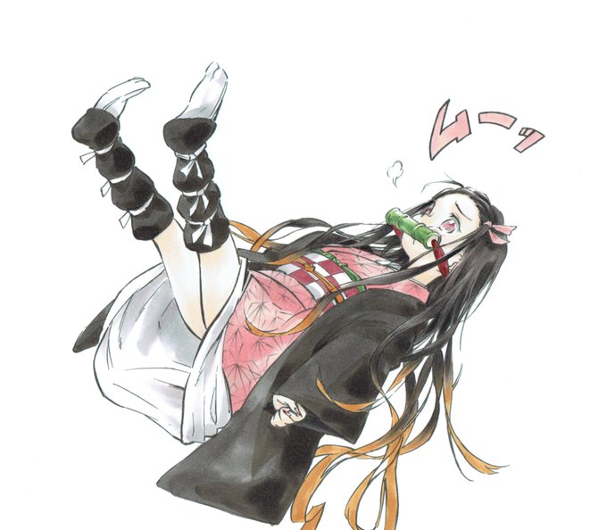 おぐりんさんがTwitterに投稿した竈門禰豆子(鬼滅の刃)のイラスト。