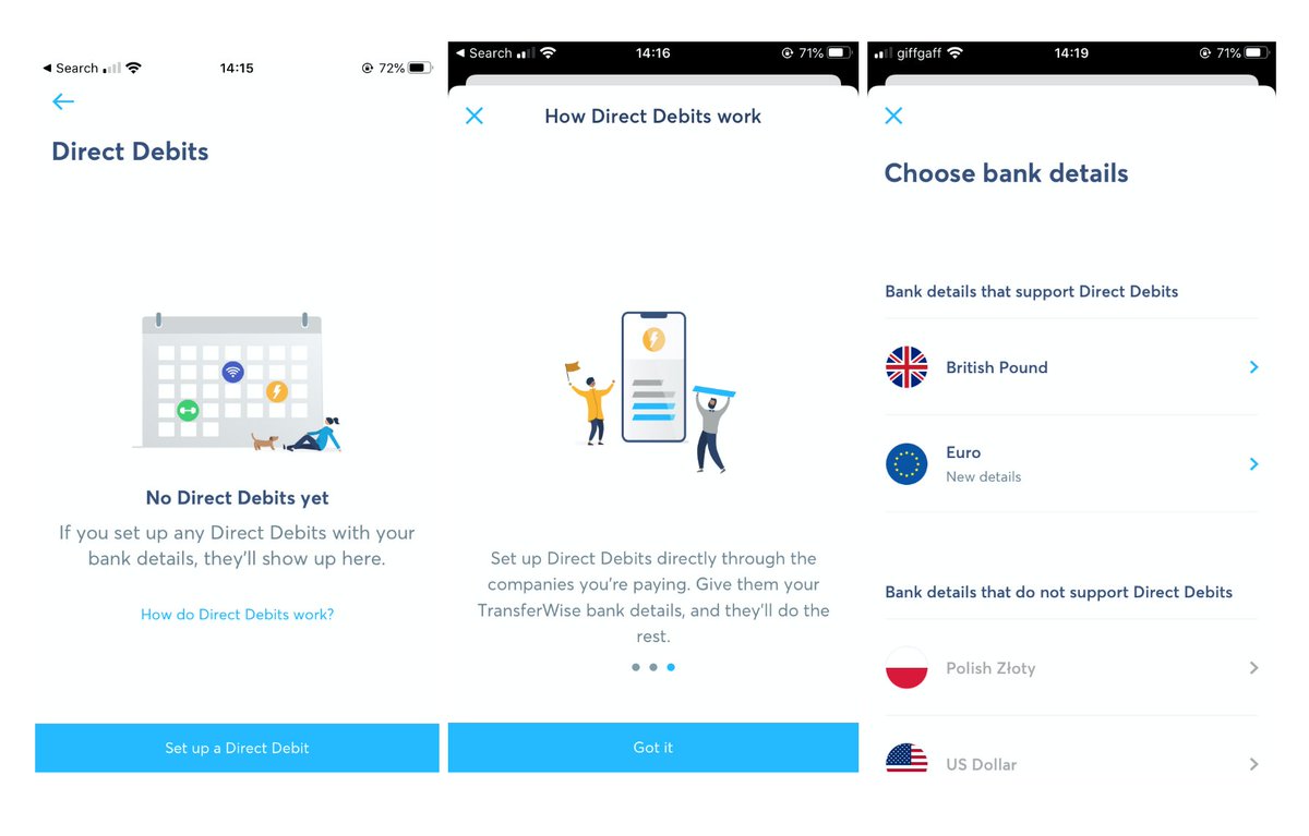 8/ Direct debits around the From last Q’s beta in Europe, we’ve now rolled out the feature to all of our customers. So whether you’re still paying that one phone bill back home, or a trail of bills in multiple countries, you can connect to your one TransferWise account.