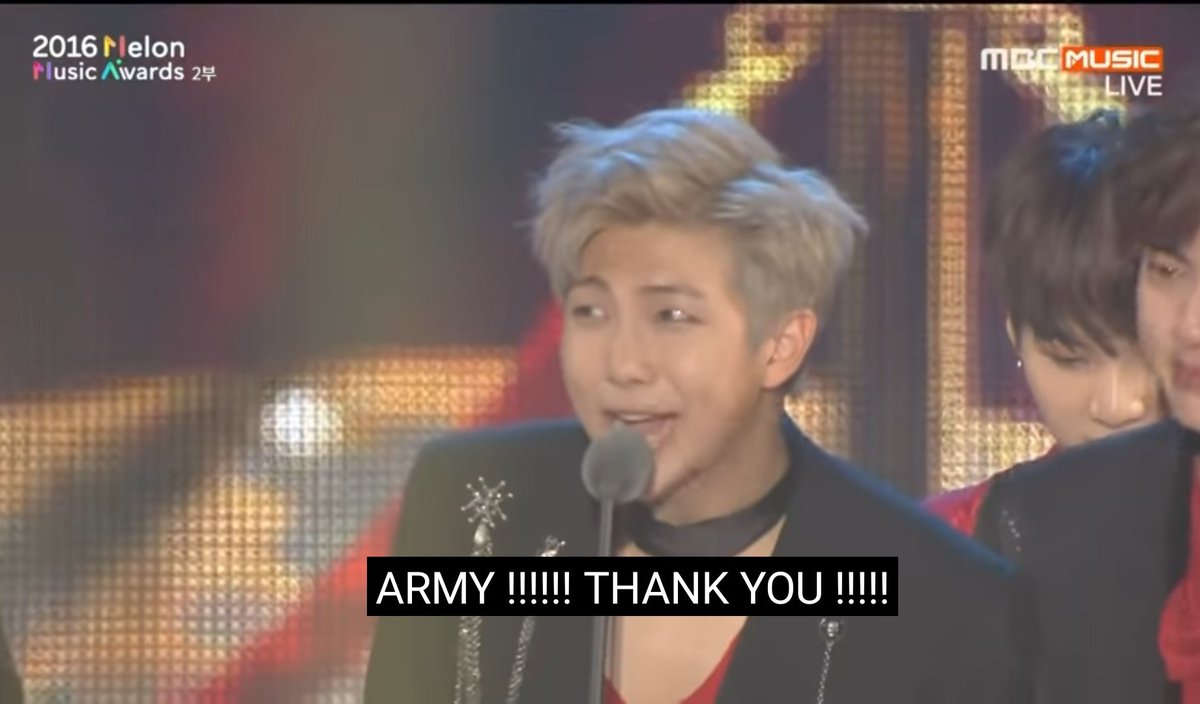 Their First words when they received this daesang. : "ARMY!!! THANK YOU!! "