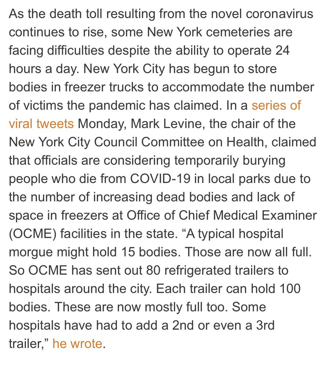 Horrific Twitter thread by New York City health committee chair raises concerns on  #COVID19 deaths | via  @dailykos  #CrimesAgainstHumanity  #TrumpLiesAmericansDie   https://www.dailykos.com/story/2020/4/6/1934872/-Horrific-Twitter-thread-by-New-York-City-health-committee-member-raises-concerns-on-COVID-19-deaths