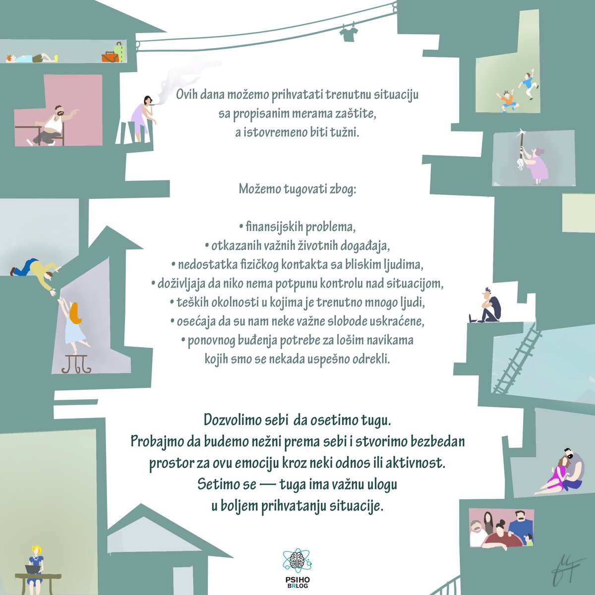 Ovih dana neka iskustva i osecanja su nam svima zajednicka - tugovanje, vulnerabilnost i gubitak kontrole. Dozvolite sebi da ih jasno imenujete i dozivite. 🌷

Ilustracija u saradnji sa ilustratorkom Miljanom Tesovic instagram.com/miljana_tesovi…