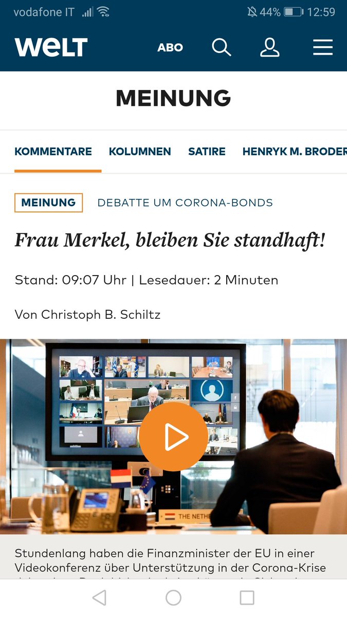 Today, German daily  @welt published an opinion piece entitled "Mrs Merkel, stand firm" opposing use of Coronabonds as "in Italy, the mafia is just waiting for more money to rain down from Brussels." This is misleading nonsense in so many ways, as well as a tired cliché [Thread]>>