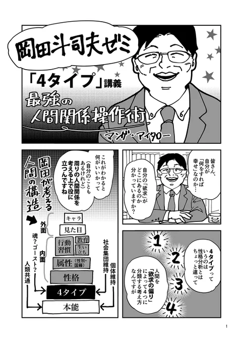 岡田斗司夫ゼミの4タイプ講義が面白かったので、導入部分をマンガにしてみました!
@ToshioOkada https://t.co/pxLNxuxWbI 