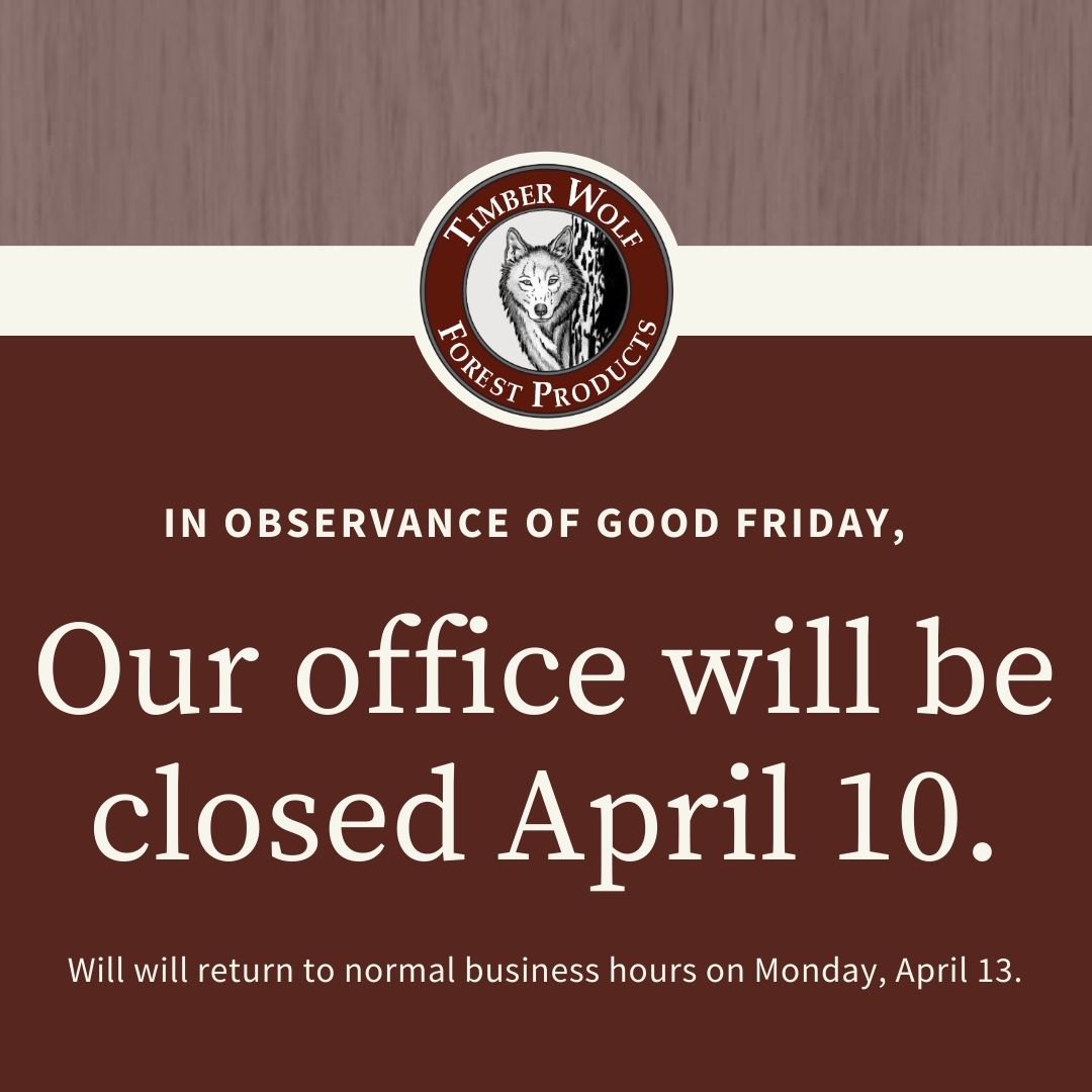 WeLeadThePack's tweet photo. Our office will be closed Friday, April 10th. Our office will reopen on Monday, April 13th.

We would like to wish all of our customers a happy Easter holiday. -The Timber Wolf Team

#ThankfulForOurCustomers
#WhyMadeInAmericaMatters 
 #WeLeadThePack https://t.co/BL19XukEn8
