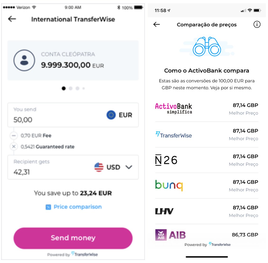 15/ Olá Our integration with  @Activo_Bank has brought fast, cheap and transparent transfers to a Portuguese bank. Fun fact: Activo’s is the first bank to integrate with us to build our comparison table into their app.  If only more banks were this transparent.
