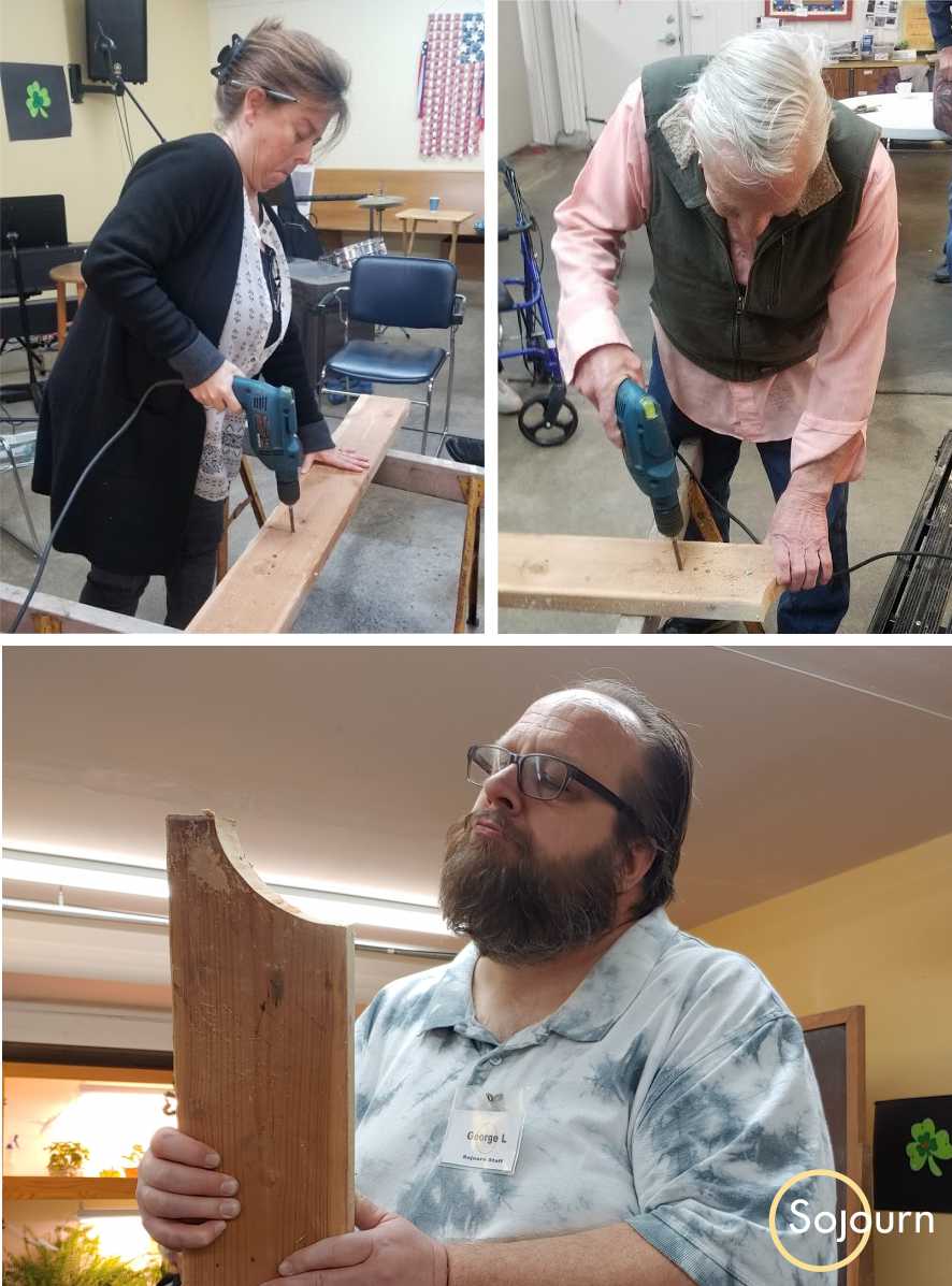 SojournMN's tweet photo. In March, we celebrated Worship of Tools day! Thanks, George, for bringing your power tools, and showing the guys and gals how to use a power sander, jigsaw and drill! 

#WorshipofToolsDay #sojourngreatdays #sojourn #sojournmn #mn #greatdays #moundmn https://t.co/yQBoP67QK2