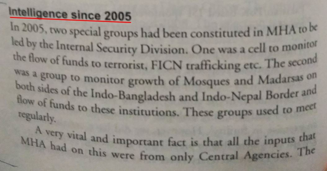 One can Know about growth of Radical fundamentalist organisarions in bengal, Bihar, UP, Indo- Bangladesh, Nepal Border and Also about FICN games, which now completely exposed, In this book (pg no. 124-133). Also Naxal Patterns were exposed in this book.