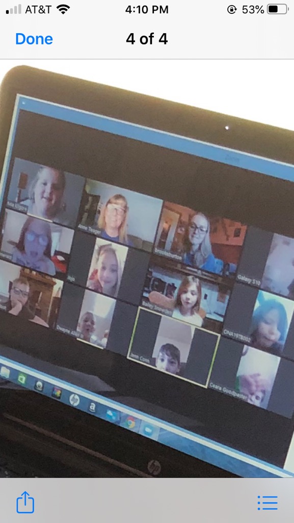 Ms. Teager's Second grade class sharing a Zoom NTI instructional session photo.  So great to see those smiling faces and learning virtually.