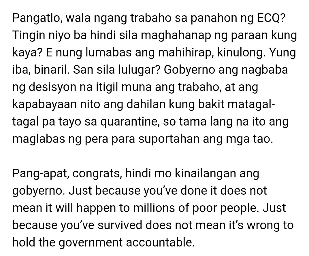 "Bakit ba kasi kayo umaasa sa gobyerno," "ako nga dati," at iba pang hirit ng mga matapobre