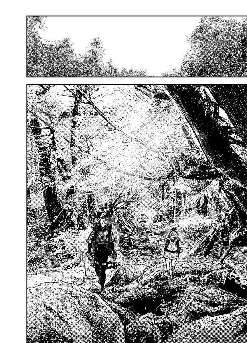 HEARTGEAR次回更新分のとある1ページ。
アシスタントのシミズ君が「タカキさん…木と葉っぱがゲシュタルト崩壊してきました…」って言いながらも頑張って描いてくれた森を見てほしい 