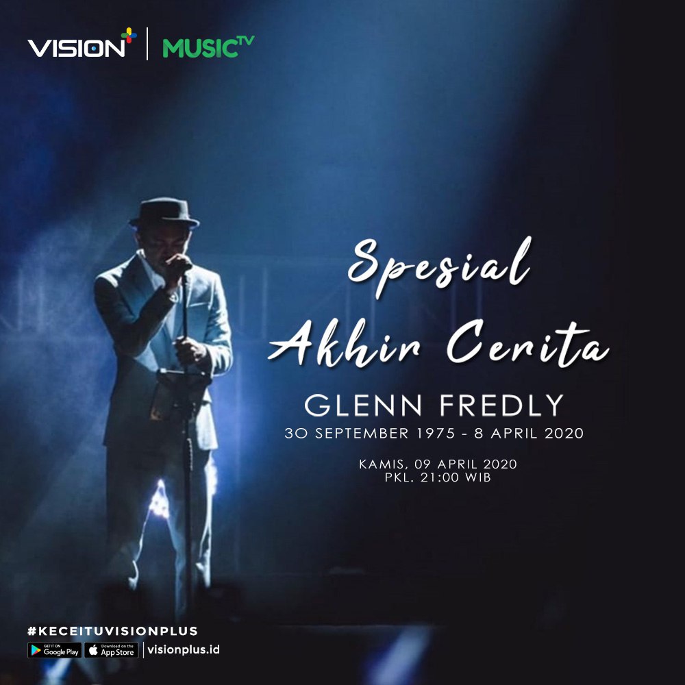 visionplusid's tweet photo. Kenang sosok &amp; karya sang legendaris. 
Apresiasi musik Indonesia untuk Glenn Fredly.

Kamis, 9 April 2020, 21.00 wib di Music TV &amp; Vision+ Apps.

#MusicTV
#MNCChannels
#OneStopEntertainment
#VisionPlus https://t.co/46G1Zs1WKr