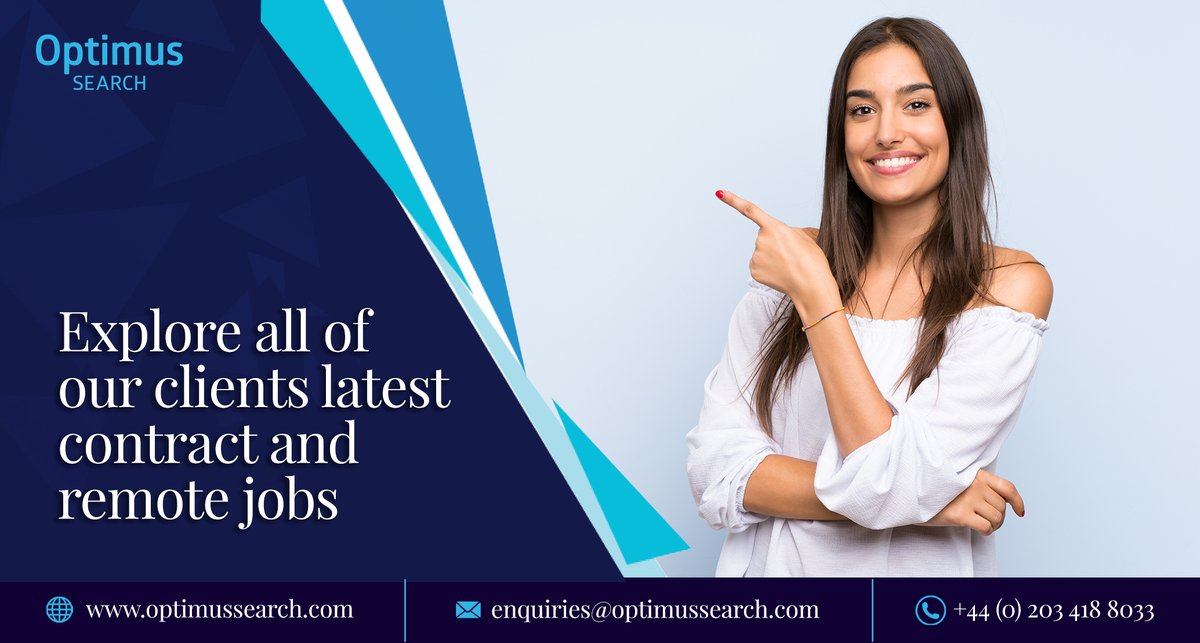 optimussearch's tweet photo. More and more of our clients are considering Contract and Remote positions to navigate the current landscape. 
Check out our latest contract and remote jobs across Europe
#ContractJobs #RemoteJobs #EuroJobs
https://t.co/Ol4truGxwL https://t.co/UpvzN9qZh6