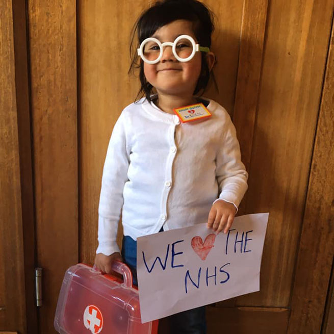 DKMS_uk's tweet photo. This little lady wants to say THANK YOU to our @NHSuk and key workers ❤️

Dr. Shahera, 2, is fighting a rare immunodeficiency disorder &amp; urgently needs to find her lifesaver.

Tonight she’ll be clapping with the rest of the nation as we #ClapForCarers #clapforkeyworkers 👏🏻 https://t.co/mFVckgVWmA