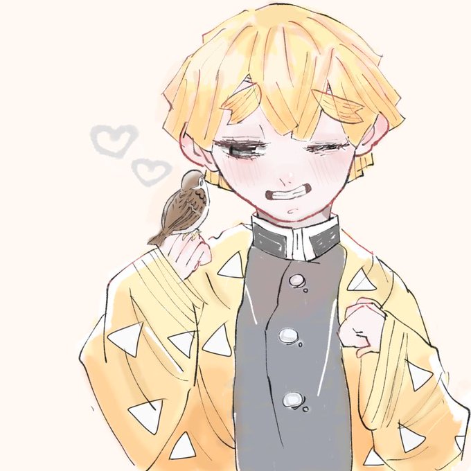 おみ︎︎👶さんがTwitterに投稿した我妻善逸(鬼滅の刃)のイラスト。