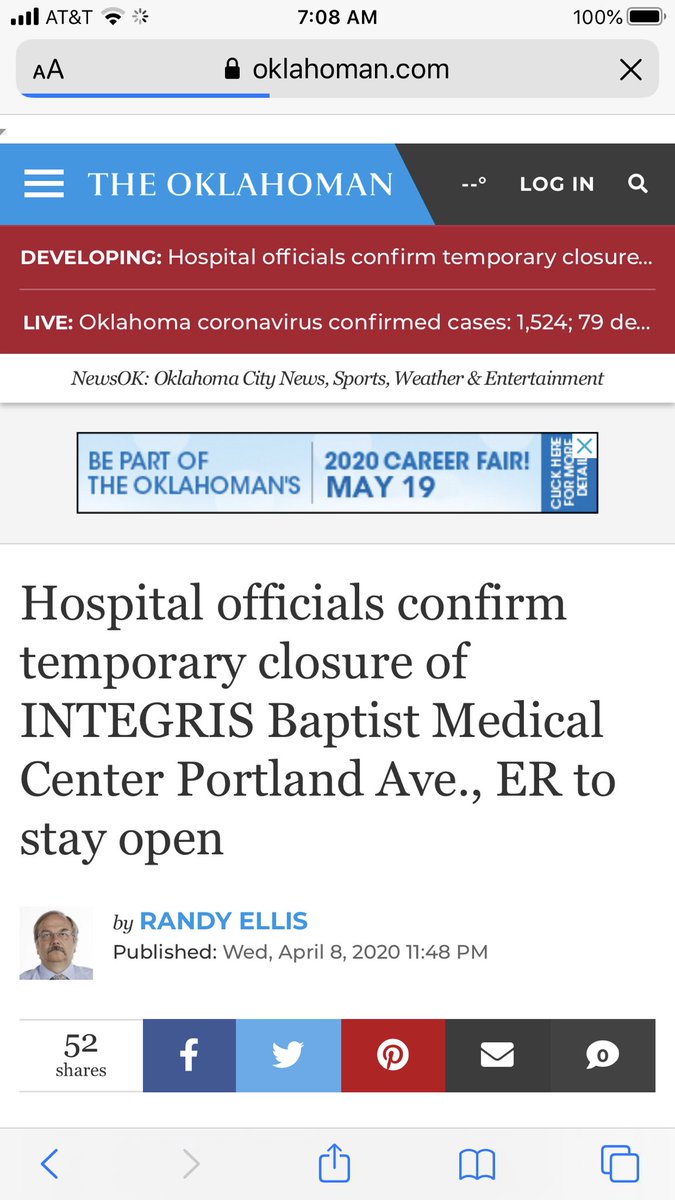 And in Oklahoma City a hospital has now CLOSED. Not enough patients.