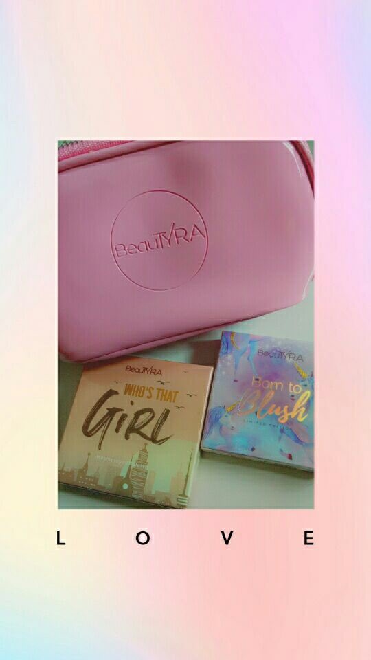 @Beautyra_os birthday bundle - bold  i really love beautyra’s unicorn blusher! The color, the glow  this is my second pan btw hihi  the eye palette is cute too but I’m going to give it to my roommie cuz she deserves it 