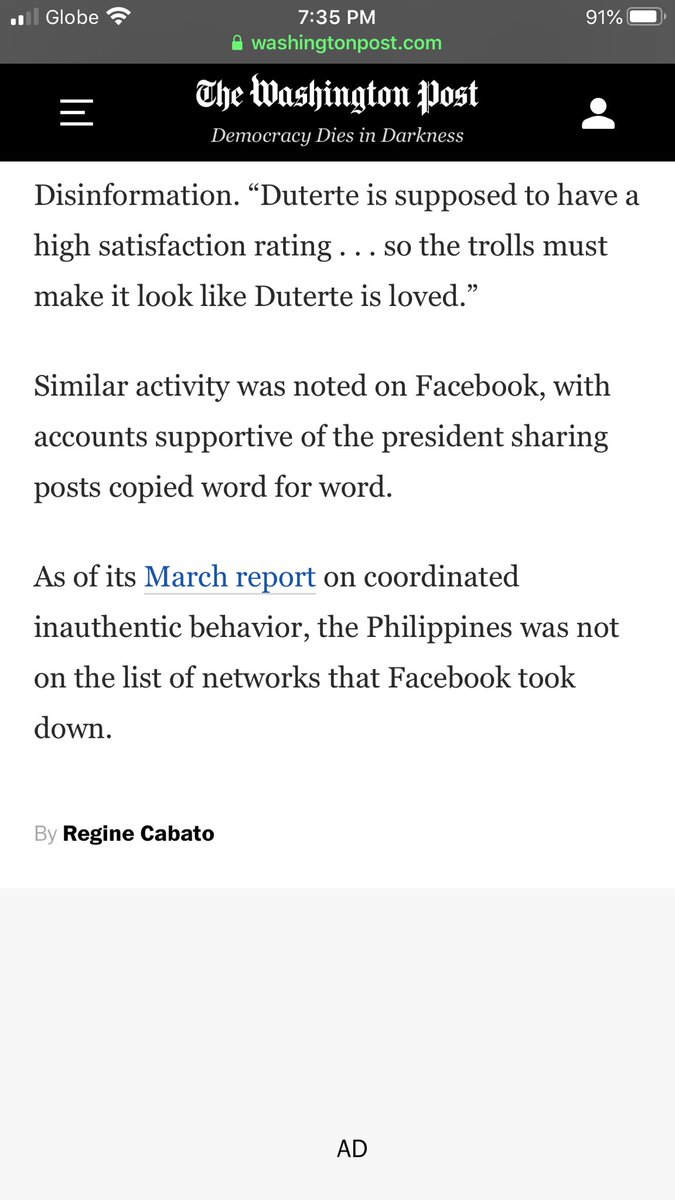 tonyocruz's tweet photo. FYI: @Twitter suspends accounts defending Philippine government response to the pandemic

The accounts were found to be in violation of Twitter’s platform manipulation and spam policies, the social media site told The Washington Post in an email. 

https://t.co/u4I36sieuu https://t.co/5UeJRYiZO7