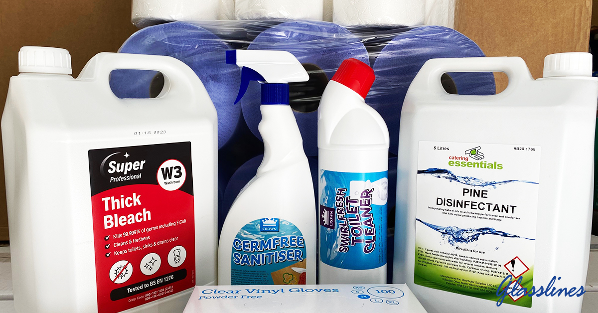 glasslines's tweet photo. We are delivering essential cleaning products direct to business &amp; homes. A range of products &amp; packs available now. Please call 📞 0151 298 2901 to enquire &amp; order. Free &amp; fully contactless delivery service available in the Merseyside area. More info ➡️ https://t.co/XObgyddNsz. https://t.co/tj08JhS1Nz
