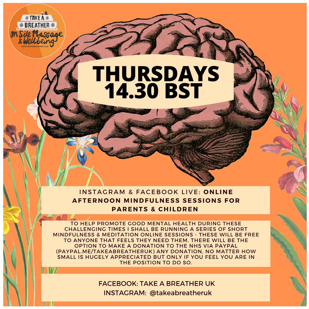 chrismaddon's tweet photo. Good afternoon 🌞 I’ll be live at 2.30pm on Facebook and Instagram (@takeabreatheruk) with a short mindfulness session for both adults and children. See you then! 🧠🏋🏼‍♀️🧘🏼‍♂️ https://t.co/p05k6HLSdH